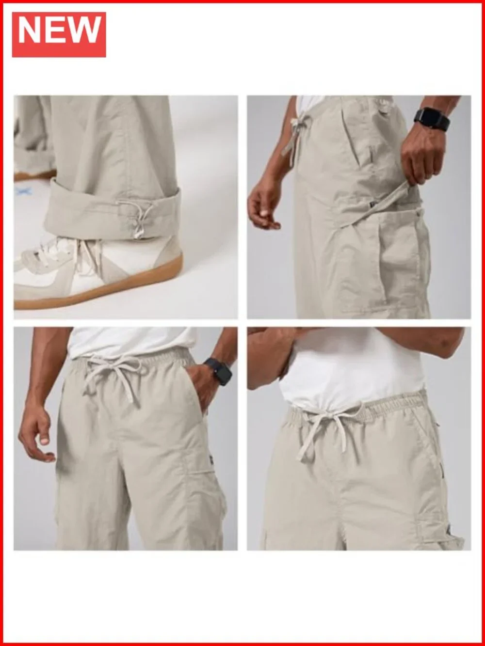 Men's Baggy Cargo Pants Casual Lightweight Waterproof Relaxed Fit